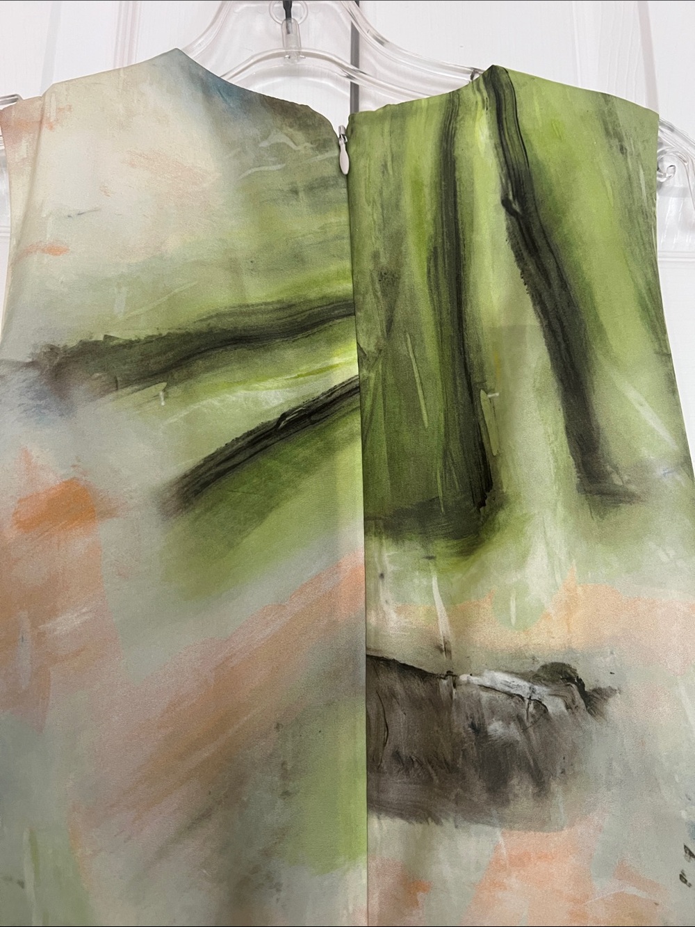COS Asymmetrical Sleeveless Midi Dress in Green and Blue Watercolor - Picture 14 of 17